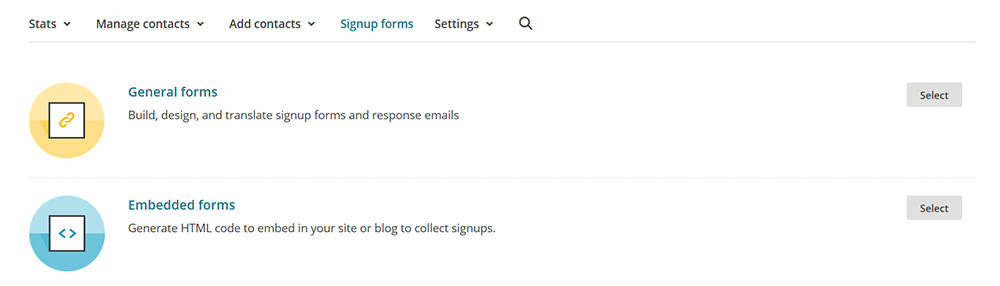  Im Bereich "Embedd Forms" findest du den passenden Code, um MailChimp in WordPress einzubinden. | miss-webdesign.at