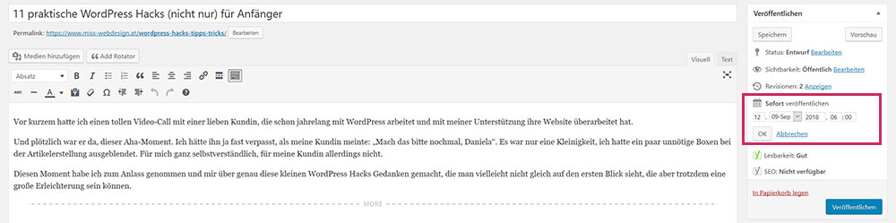WordPress Hacks - Artikel automatisch veröffentlichen | miss-webdesign.at